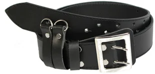 PolskaGalanteria.pl Pasek Męski Skórzany Oficer PolskaGalanteria Skóra Licowa CZARNY SZYTY CIENKĄ CZARNĄ NITKĄ 110 cm / 130 cm - Paski - miniaturka - grafika 2