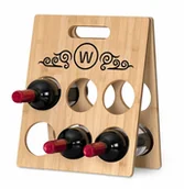 Stojaki na wino - Murrano Drewniany stojak na wino z nadrukiem inicjałem na prezent dla winiarza SDW-004 - miniaturka - grafika 1