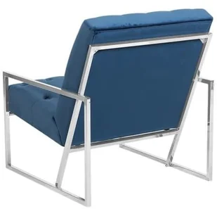 Beliani Fotel welurowy niebieski HARSTAD - Fotele - miniaturka - grafika 4