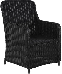 vidaXL Krzesła ogrodowe z poduszkami, 2 szt., polirattan, czarne - Fotele i krzesła ogrodowe - miniaturka - grafika 6