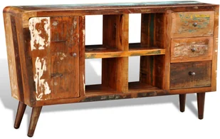 vidaXL Drewniana półka z szafką 4 półeczkami oraz 3 szufladami - Komody - miniaturka - grafika 3