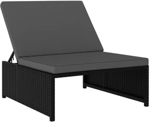 vidaXL Leżaki ze stolikiem, 2 szt., polirattan, czarne - Leżaki ogrodowe - miniaturka - grafika 5