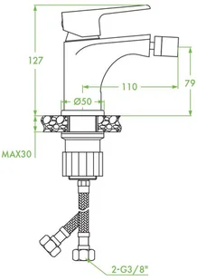 Laveo Largo bateria bidetowa stojąca z korkiem BAH 732D chrom/czarny produkcji BAH 732D - Baterie bidetowe - miniaturka - grafika 4