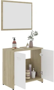 vidaXL vidaXL 3-częściowy zestaw mebli łazienkowych, biel i dąb sonoma, płyta 8720286166130 - Meble łazienkowe - miniaturka - grafika 3