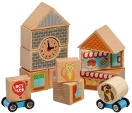 Klocki - Lucy Leo Kolorowe klocki drewniane Miasto 15 elementów LL166 - miniaturka - grafika 1