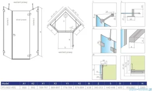 Radaway Essenza Pro Black Ptj kabina 80x90 prawa przejrzyste 10100000-54-01R/10100400-01-01 - Kabiny prysznicowe - miniaturka - grafika 2