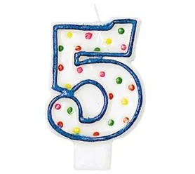 Amscan Świeczki urodzinowe cyfry z kolorowymi punkty Polka Dots "Impreza" artykuły dekoracyjne, niebieski biały INT176005 - Kinder party - miniaturka - grafika 5