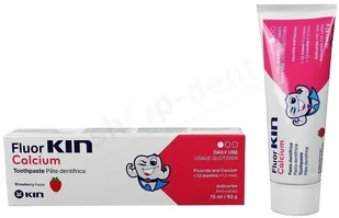 Laboratorios Kin KIN Fluor-Kin Calcium przeciwpróchnicza truskawkowa pasta dla dzieci 75 ml - Pasty do zębów - miniaturka - grafika 2