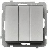 Wyłączniki światła i elektryczne - LEDart potrójny, Ospel SONATA ŁP-13R/m/38, bez ramki, kolor srebrny mat - miniaturka - grafika 1