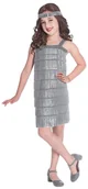 Stroje karnawałowe - AMSCAN USA Strój Retro Lata 20 Flapper Sukienka z frędzlami Srebrna dla dziewczynki 10/12 lat 9905733 - miniaturka - grafika 1