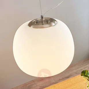 Lampenwelt com Szklana lampa wisząca Ginevra, okrągła, 38 cm - Lampy sufitowe - miniaturka - grafika 5
