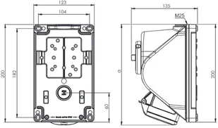 PCE Gniazdo siłowe z wyłącznikiem seria COMBO-POL 32A 400V 3P+Z wył. 0-1 96062440W - Osprzęt siłowy - miniaturka - grafika 2