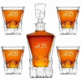 Murrano Karafka Ice Blink i 4 szklanki z grawerem dla konesera whisky KARIB_4xSZIB-036 - Karafki - miniaturka - grafika 26