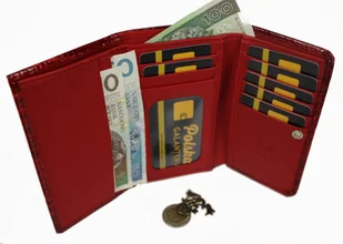 Marco (PL) Portfel Damski Skórzany (PL) 14 cm Klamra Skóra Naturalna Czerwony PD 03 - Portfele - miniaturka - grafika 5