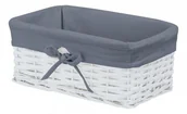 Kosze wiklinowe - CORSAN CORSAN Kosz wiklinowy BIAŁY z szarą wyściółką 27x17x11 cm 520E - miniaturka - grafika 1
