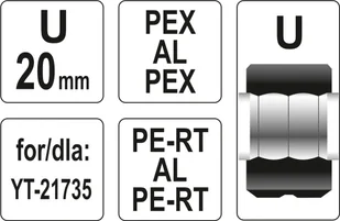 Yato MATRYCE ZAPASOWE DO ZACISKARKI DO RUR PEX-AL-PEX YT-21735 TYP U 20MM YT-21741 ZYSKAJ RABAT 30 ZŁ YT-21741 - Inne urządzenia budowlane - miniaturka - grafika 3