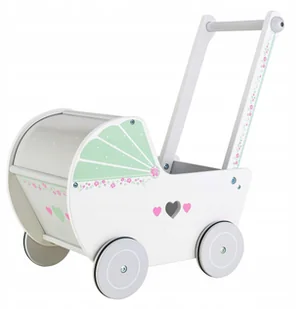 ECOTOYS Drewniany wózek dla lalek pchacz chodzik - Pchacze - miniaturka - grafika 2