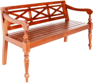 vidaXL Ławka Batavia, lity mahoń, 136 x 50 x 82 cm, ciemnobrązowa - Ławki ogrodowe - miniaturka - grafika 3