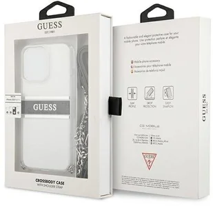Guess GUHCP13LKC4GBSI iPhone 13 Pro / 13 6,1" Transparent hardcase 4G Grey Strap Silver Chain GUE001685-0 - Etui i futerały do telefonów - miniaturka - grafika 10