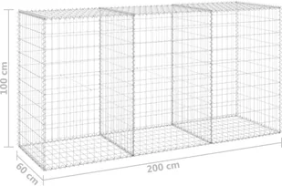 vidaxl Mur gabionowy z pokrywami, stal galwanizowana, 200x60x100 cm 147815 - Ogrodzenia - miniaturka - grafika 6