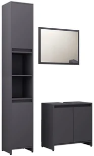 vidaXL vidaXL 3-częściowy zestaw mebli łazienkowych, szary, płyta wiórowa 8720286166376 - Meble łazienkowe - miniaturka - grafika 2