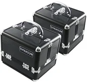 Kosmetyczki, organizery i kuferki - DYNASUN Zestaw 2 x aluminiowe designerskie etui na kosmetyki DynaSun BS35 czarne pudełko na biżuterię kuferek na kosmetyki Beauty Case 2x BS35 Black - miniaturka - grafika 1