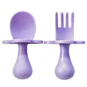 Sztućce dla dzieci - GRABEASE Grabease - Intuicyjne Pierwsze Sztućce - łyżeczka i wiedelczyk Lavender - miniaturka - grafika 1