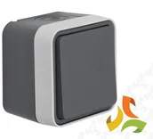 Wyłączniki światła i elektryczne - Hager BERKER W.1 Wyłącznik 1-klawiszowy (krzyżowy) IP55 szary 30773505 30773505/HAG - miniaturka - grafika 1