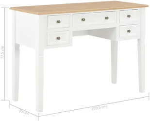 vidaXL Biurko, białe, 109,5x45x77,5 cm, drewniane vidaXL - Biurka - miniaturka - grafika 7