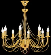 Lampy sufitowe - LIS Retro złoty błyszczący żyrandol - miniaturka - grafika 1