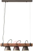 Lampy sufitowe - Brilliant Lampa wisząca Plow 3-punktowa czarna/ciemne drewno - miniaturka - grafika 1
