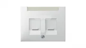 Klawisze i ramki - Hager polo K.1 Element centralny gniazda teleinformatycznego podwójnego z polem opisowym śnieżnobiały 11827009 11827009 - miniaturka - grafika 1