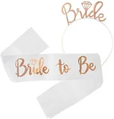 Wesele i ślub - GoDan Opaska i szarfa Bride to be różowe złoto RV-ZSOB RV-ZSOB - miniaturka - grafika 1