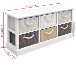 vidaXL vidaXL Ławka do przechowywania z 6 szufladami, drewno - Ławki do przedpokoju - miniaturka - grafika 11