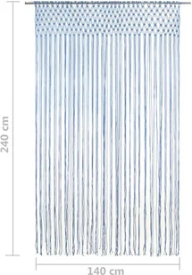 vidaXL Zasłona z makramy, niebieska, 140 x 240 cm, bawełna - Zasłony - miniaturka - grafika 5