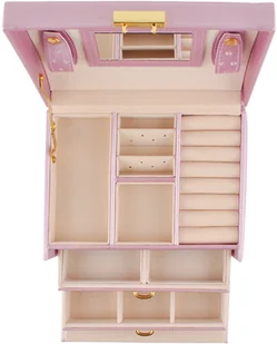 Iso Trade Kuferek na biżuterię, różowy - Kosmetyczki, organizery i kuferki - miniaturka - grafika 5