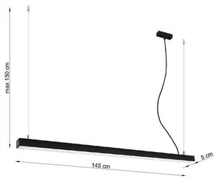 Thoro Nowatorska Lampa Wisząca PINNE 1450 CZARNA Minimalistyczny Design Lampa Sufitowa Natynkowa Żyrandol Moduł LED Zimna Barwa Światła Oświetlenie do Salonu Nad Stół Sypialni Biura Oprawa THORO TH.087 - Lampy sufitowe - miniaturka - grafika 9