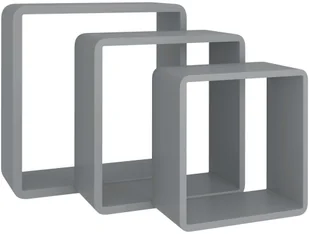 vidaXL vidaXL Półki ścienne kostki, 3 szt., szare, MDF - Półki do salonu - miniaturka - grafika 4