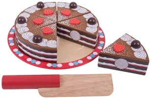 Bigjigs Toys Tort czekoladowy nauka krojenia BJ627 714002 - Zabawki AGD - miniaturka - grafika 2