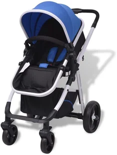 vidaXL Wózek wielofunkcyjny 3w1 aluminium niebieski i czarny - Wózki dziecięce - miniaturka - grafika 7