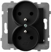 Gniazdka elektryczne - Ospel Gniazdo podwójne As czarne GP-2GRZ/M/33 - miniaturka - grafika 1