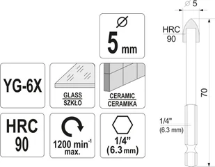 Sthor WIERTŁO DO SZKŁA I CERAMIKI 5MM HEX Sthor 21702 - Narzędzia glazurnicze - miniaturka - grafika 4