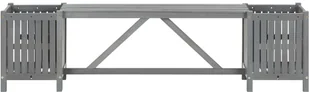 vidaXL Ławka ogrodowa z 2 donicami 150 cm, lite drewno akacjowe, szara - Ławki ogrodowe - miniaturka - grafika 2