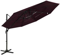Parasole ogrodowe - vidaXL 4-poziomowy parasol na aluminiowym słupku, bordowy, 3x3 m 313832 - miniaturka - grafika 1