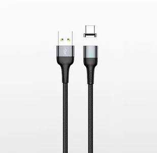 USAMS Kabel magnetyczny U28 USB-C 2A/3A Fast Charge 1m pleciony stalowy/tarnish SJ327USB01 (US-SJ327) - Kable USB - miniaturka - grafika 2