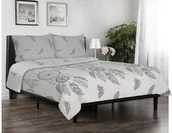 Pościel - Matex Multitex Pościel flanelowa, pióra, szara, 160x200 cm, 2x 70x80 cm - miniaturka - grafika 1