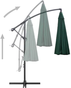 vidaXL Parasol ogrodowy, wiszący, zielony, 3 m, słupek aluminiowy vidaXL - Parasole ogrodowe - miniaturka - grafika 5