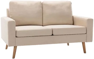 vidaXL 2-częściowy komplet wypoczynkowy, obity tkaniną, kremowy - Komplety wypoczynkowe - miniaturka - grafika 2