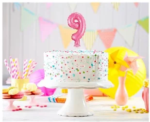 GO Balon foliowy cyfra 9 różowa - 13 cm BC-5RO9 - Balony i akcesoria - miniaturka - grafika 2