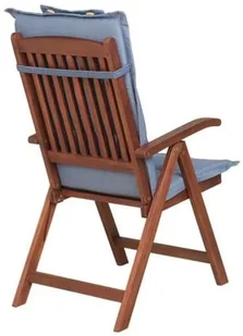 Beliani Zestaw 2 krzeseł ogrodowych drewnianych z niebieskimi poduszkami TOSCANA 174132 - Fotele i krzesła ogrodowe - miniaturka - grafika 8